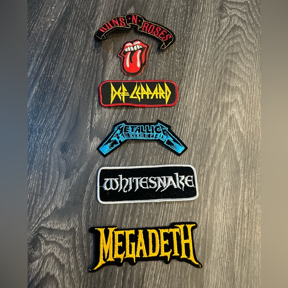 Lot of 6 patches - GnR,Rolling Stones,Def Leppard, Metallica,Whitesnake,Megadeth